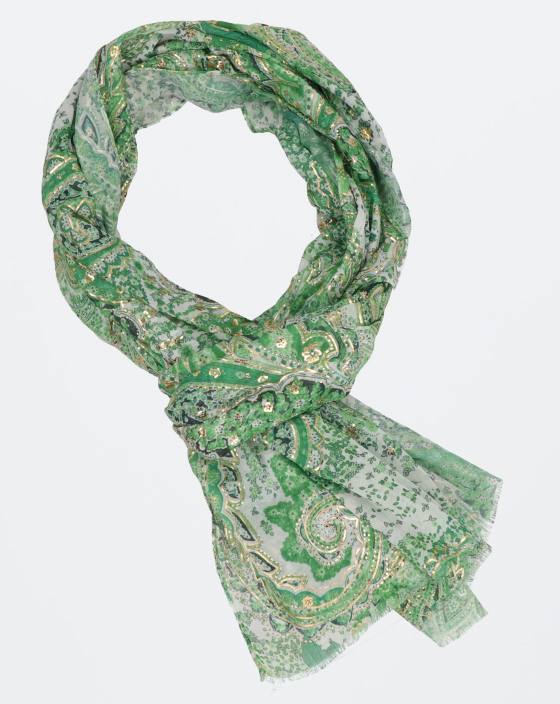 ZIELONY SZAL W PAISLEY 135-112436 GREEN