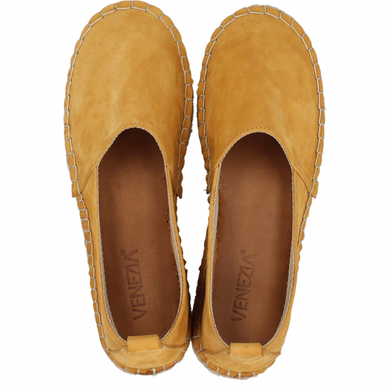 ESPADRYLE ZE SKÓRY ZAMSZOWEJ 0272061 MUSTARD