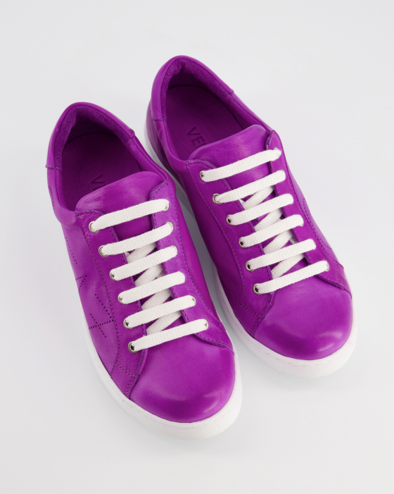 SKÓRZANE TRAMPKI DAMSKIE 05520547 PURPLE