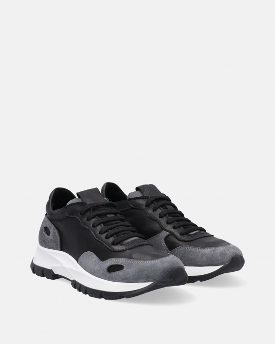 CZARNE SNEAKERSY DAMSKIE 555-1 BLACK-GREY