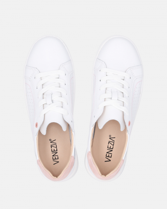 BIAŁE SNEAKERSY DAMSKIE VE-038 WHI-PIN