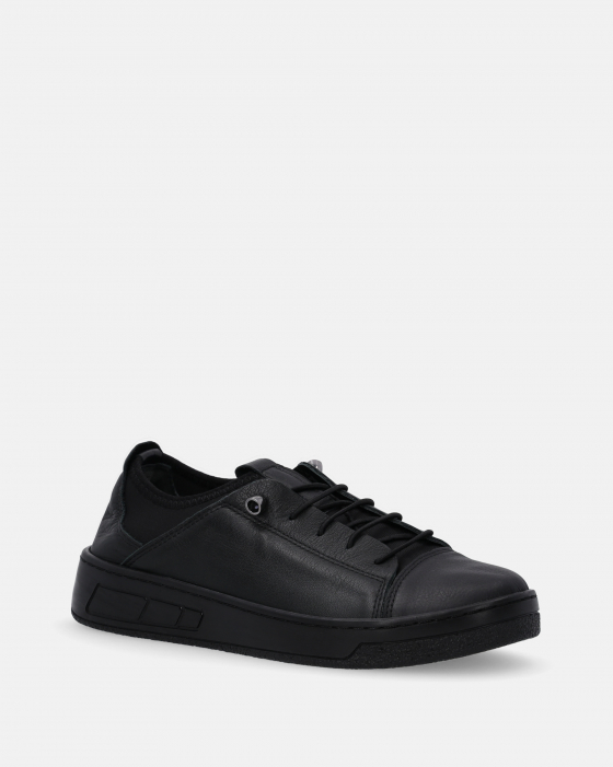 SKÓRZANE SNEAKERSY W KOLORZE CZARNYM AMIW22-351 BLK