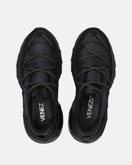 CZARNE SNEAKERSY Z MATERIAŁU D003 TE-N BLACK