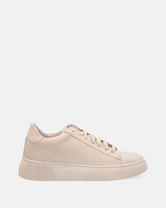 BEŻOWE SNEAKERSY ZE SKÓRY NATURALNEJ D010 BEIGE