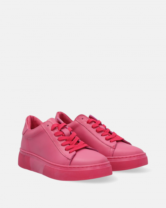 RÓŻOWE SNEAKERSY ZE SKÓRY NATURALNEJ D010 FUXIA