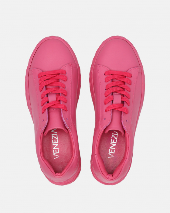 RÓŻOWE SNEAKERSY ZE SKÓRY NATURALNEJ D010 FUXIA