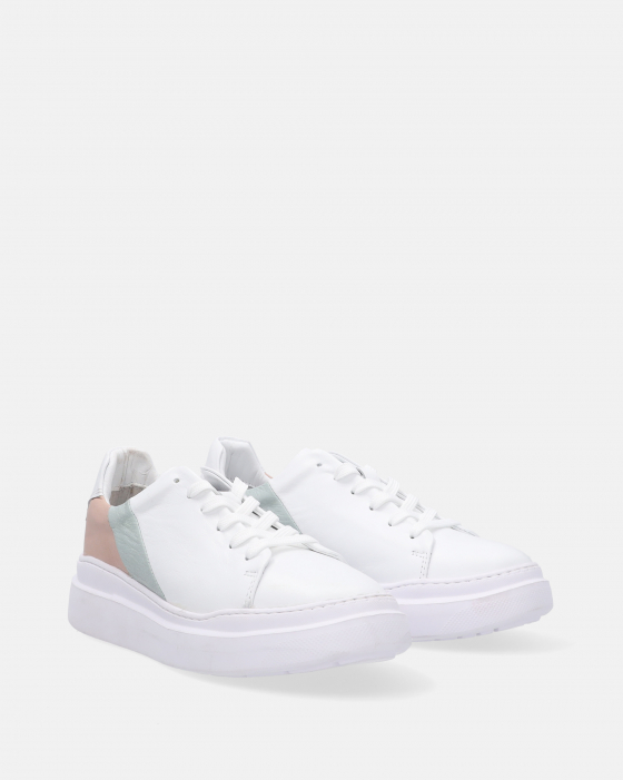 BIAŁE SNEAKERSY DAMSKIE D015 WHI-POW-GRE