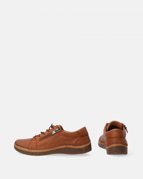 Damskie skórzane buty sportowe w kolorze brązowym H082LEBROSP052