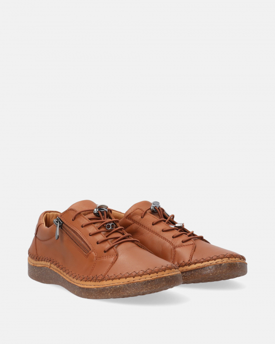 Damskie skórzane buty sportowe w kolorze brązowym H082LEBROSP052