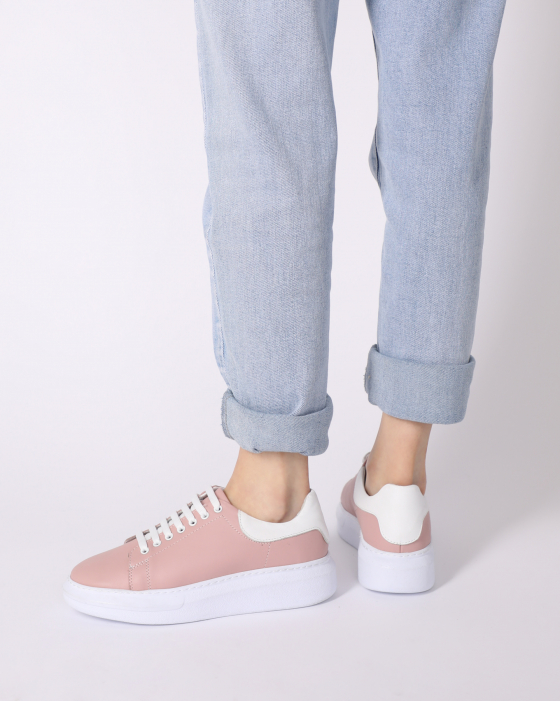 Sneakersy różowe z białymi detalami D016LEPIOSP048